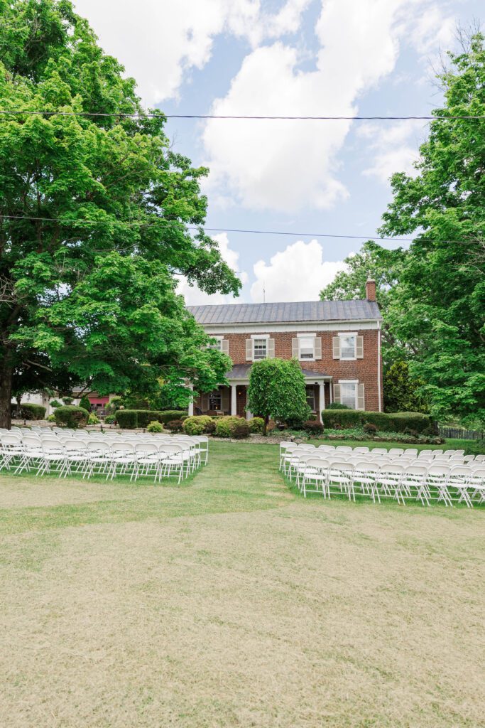 The ceremony site of a Kentucky farm wedding day. 