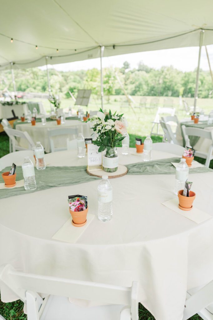 The reception tent at a Kentucky farm wedding. 