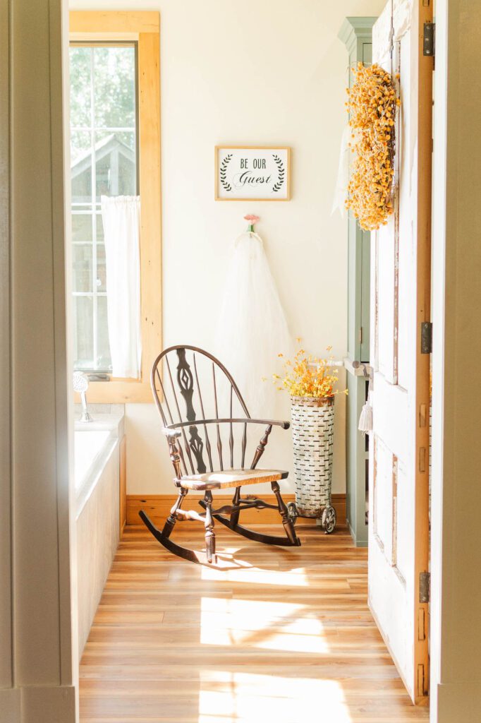 Large bathroom with natural light at the Kentucky wedding venue Cornerstone Acres
