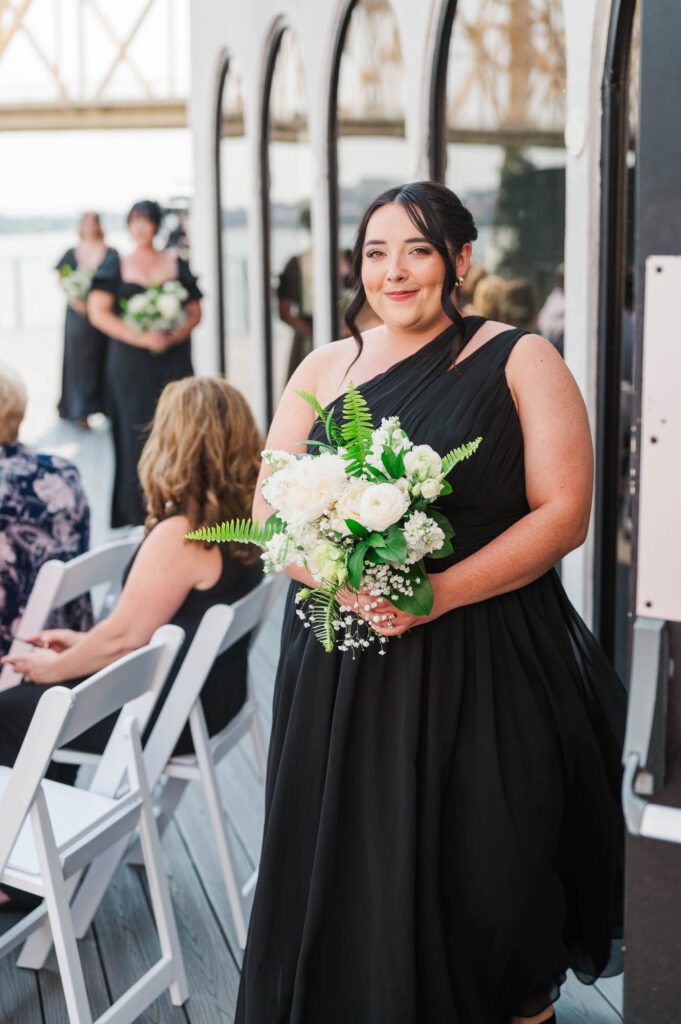 Bridesmaid walking down the aisle