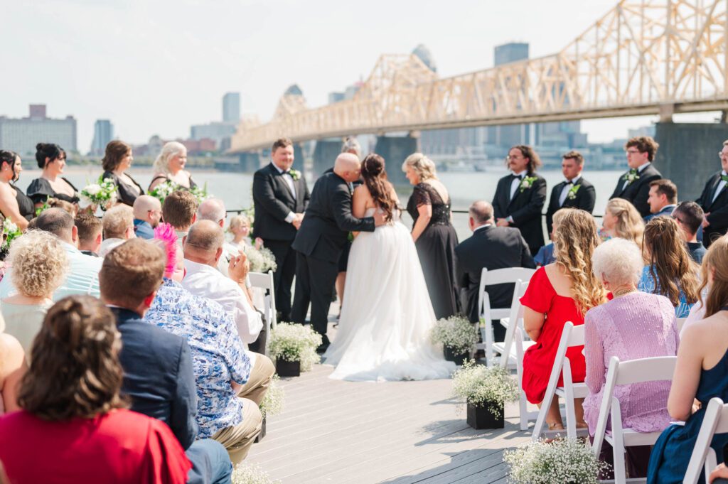 Dad giving away the bride at her wedding day at The Jefferson