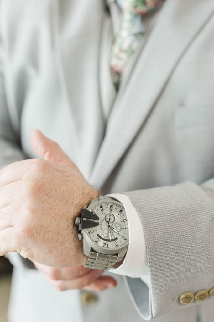 Groom getting ready on his wedding day