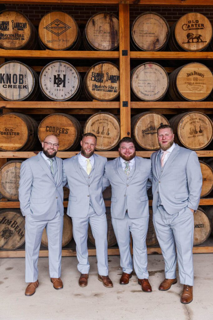Groom with his groomsmen on his wedding day