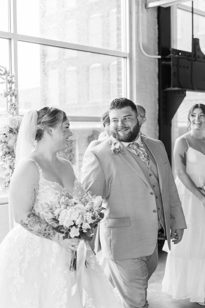 Bride and groom newly married at the Ice House in Louisville