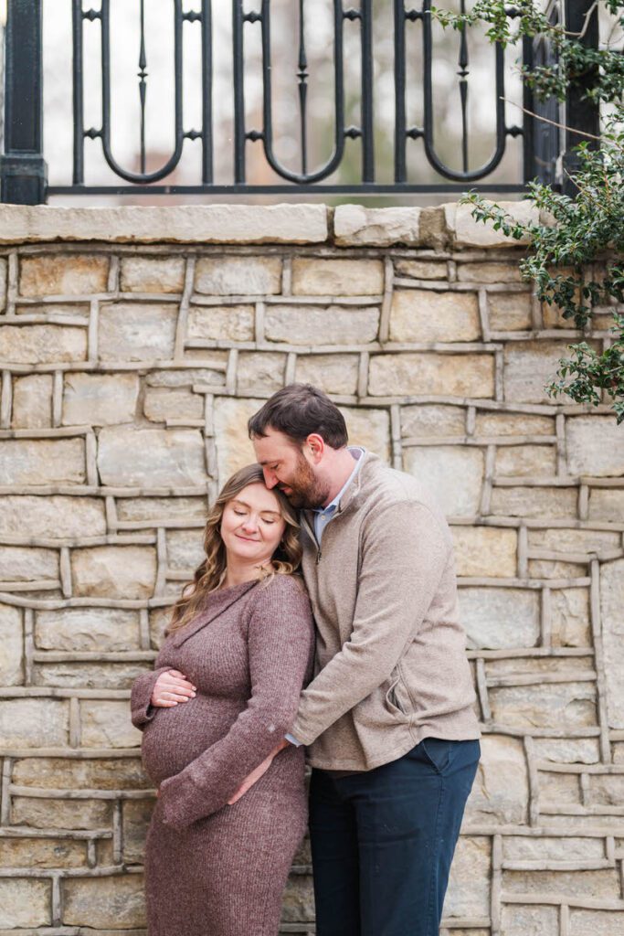 A mom and dad to be pose for a photo during their winter maternity session at Anchorage Trail in Louisville, KY.
Michelle Bordenkircher Photography