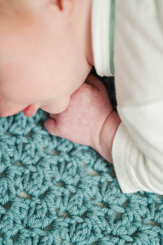 Close-up of newborn details during an in-home newborn session.