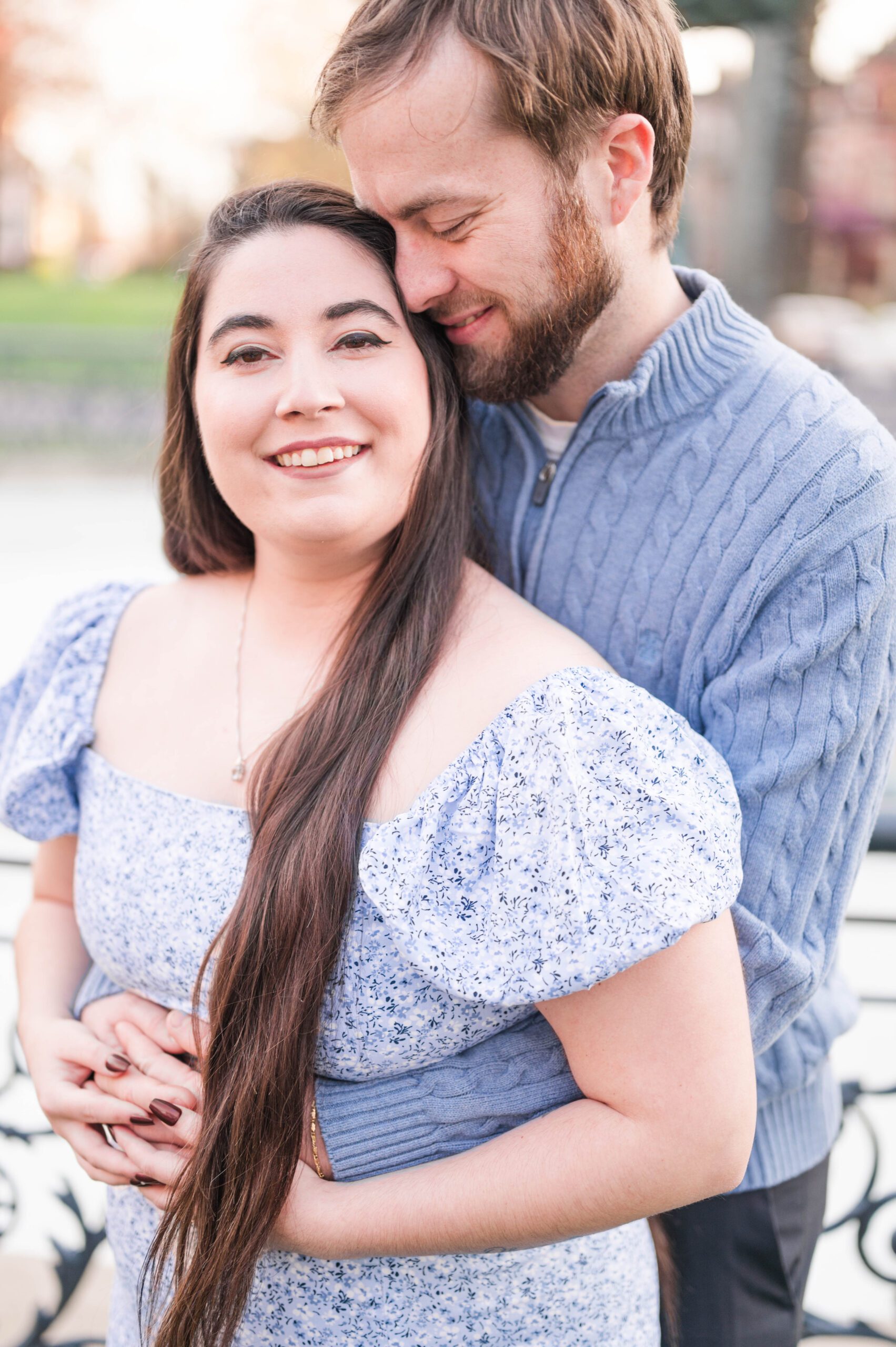 Couple Poses for Engagement Session at St. James Court in Louisville, Kentucky