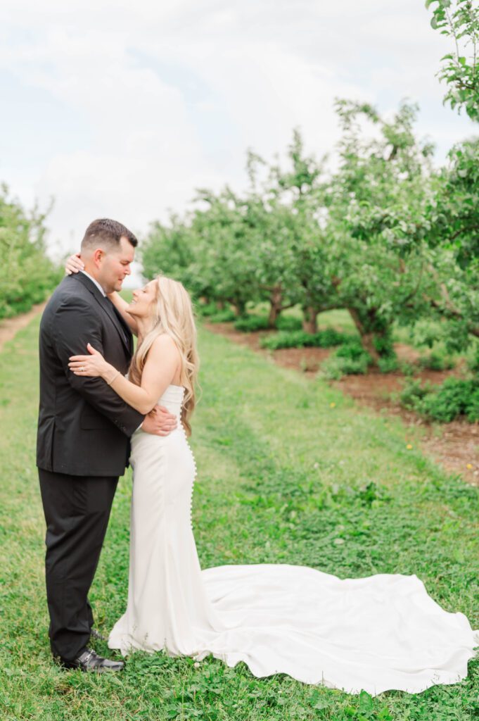 Bride and groom share a moment following their wedding ceremony near Lexington, KY