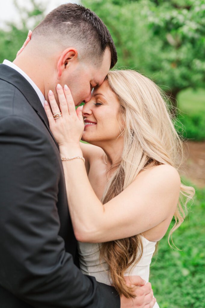 Bride and groom share a moment following their wedding ceremony near Lexington, KY