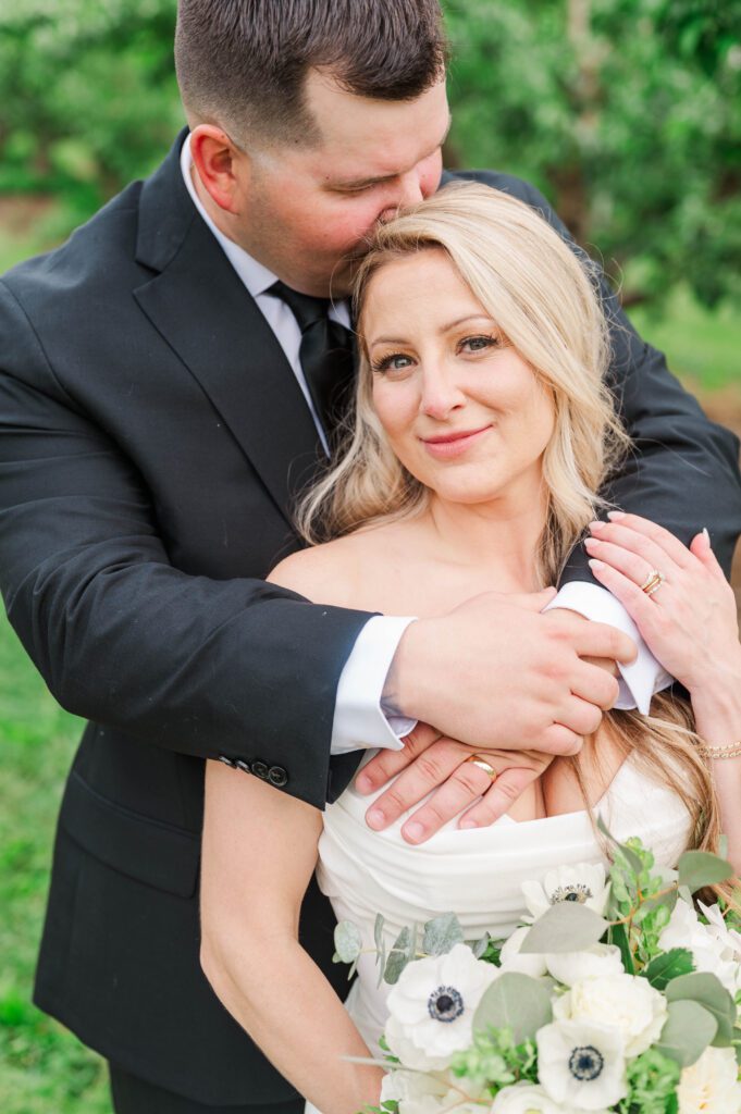 Bride and groom share a moment following their wedding ceremony near Lexington, KY