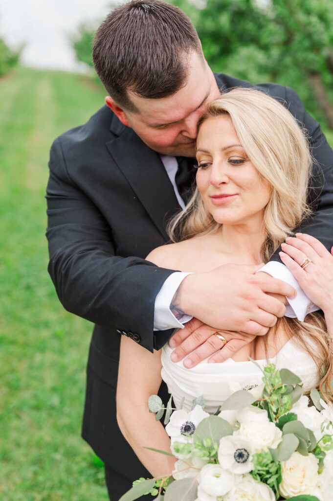 Bride and groom share a moment following their wedding ceremony near Lexington, KY