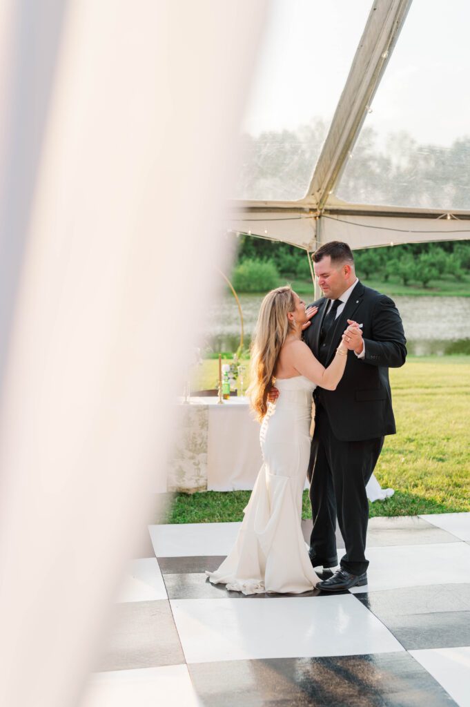 Bride and groom's first dance for their wedding