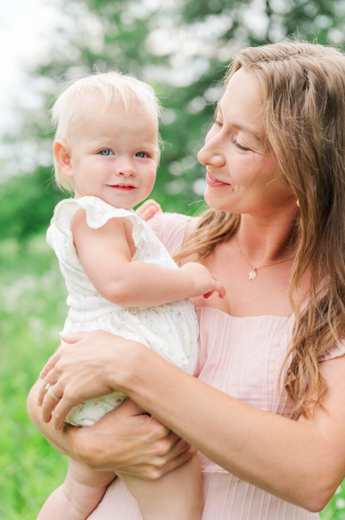 Mom smiles at her daughter