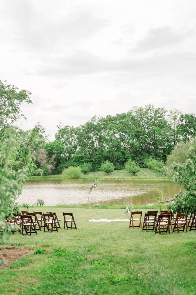 Ceremony set-up for a wedding near Lexington, KY