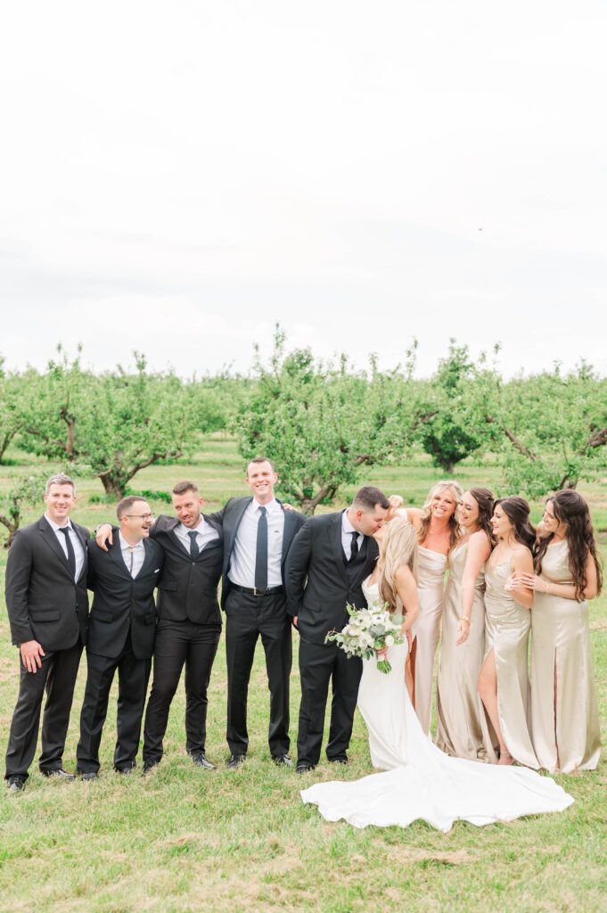 Bridal party following the wedding ceremony near Lexington, KY