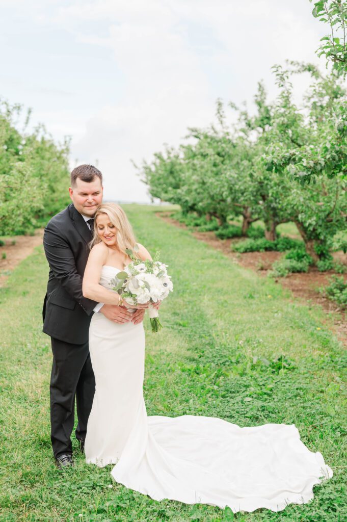 Bride and groom share a moment following their wedding ceremony near Lexington, KY