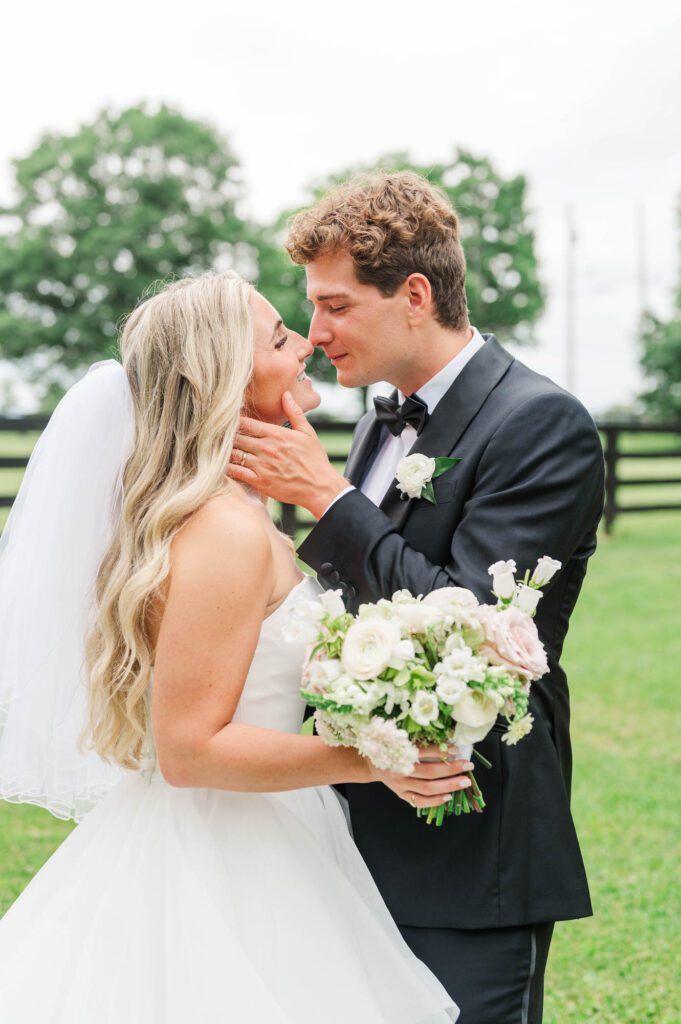 Couple kisses on their wedding day