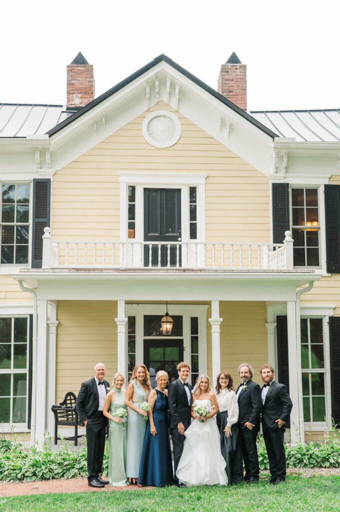 Family portrait at the Bradshaw Duncan House on their wedding day