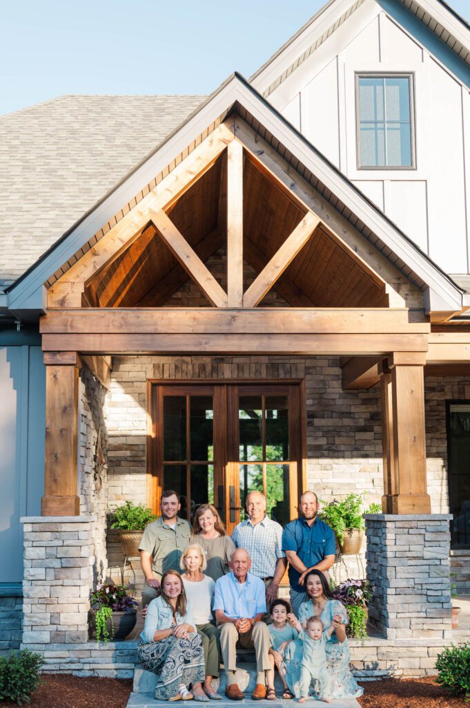 An extended family gets together on family farm for their photo session in Lexington, KY