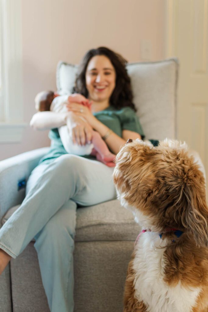 New mom rocks with her baby girl