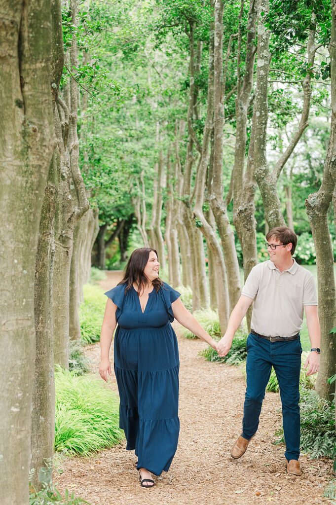 Couple standing at Yew Dell Botanical Gardens for their engagement session