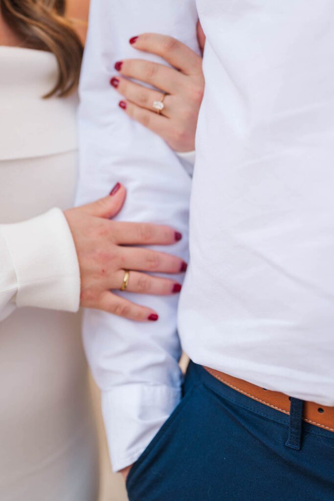 Close up of an engagement ring at the Hamilton County Courthouse