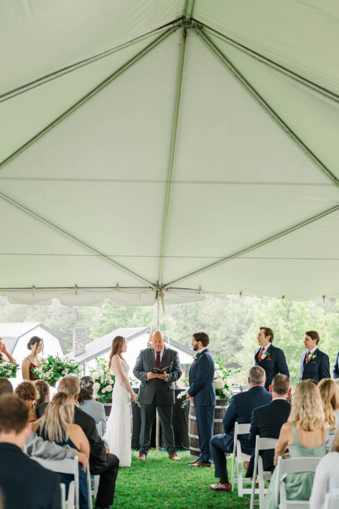 Tented ceremony at the Jim Beam Distillery