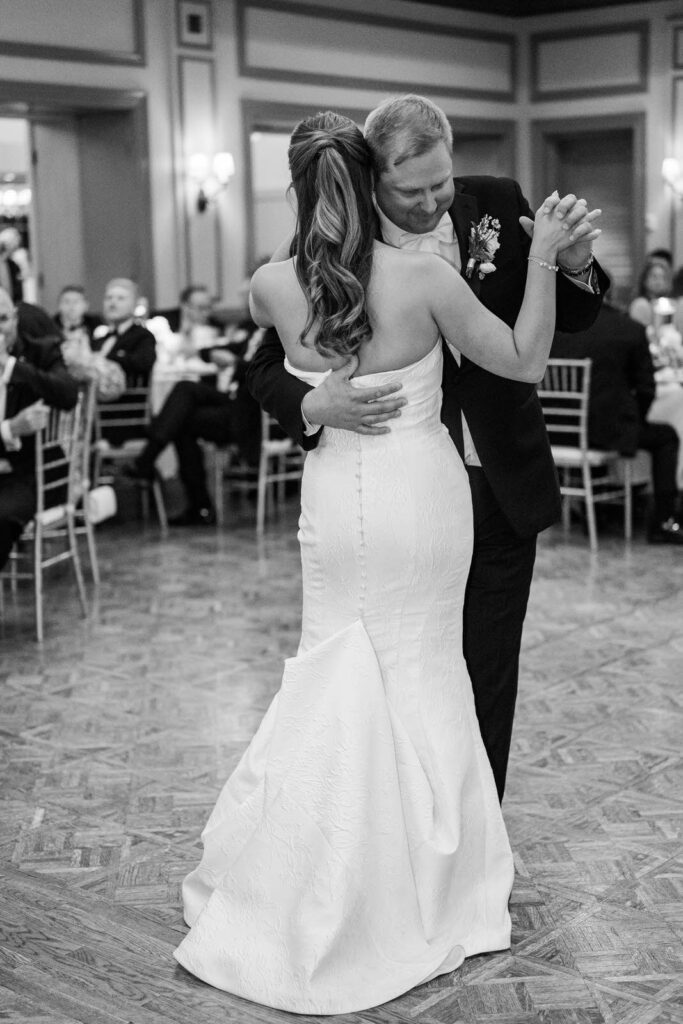 Bride and groom first dance for their wedding at Kenwood Country Club