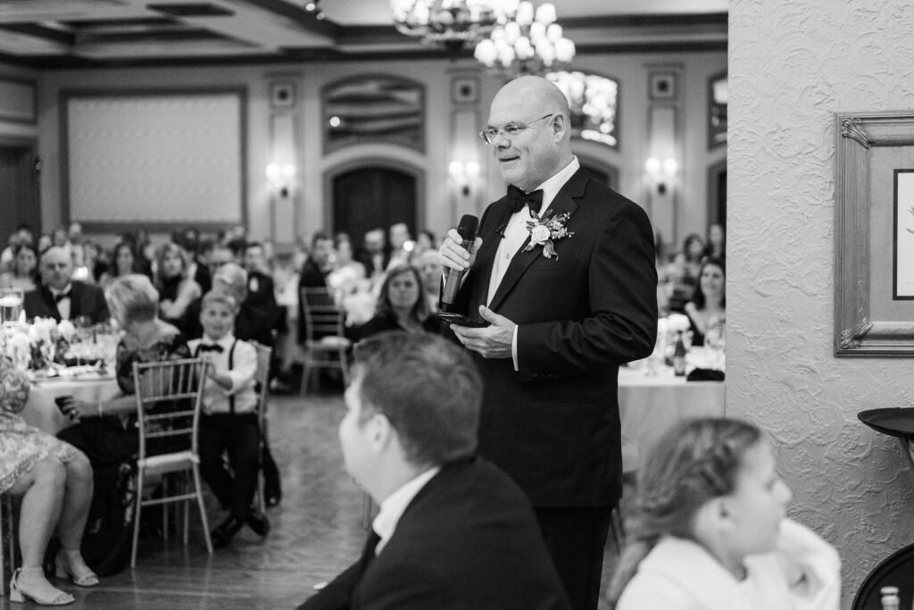 Dad gives a toast for wedding day at Kenwood Country Club