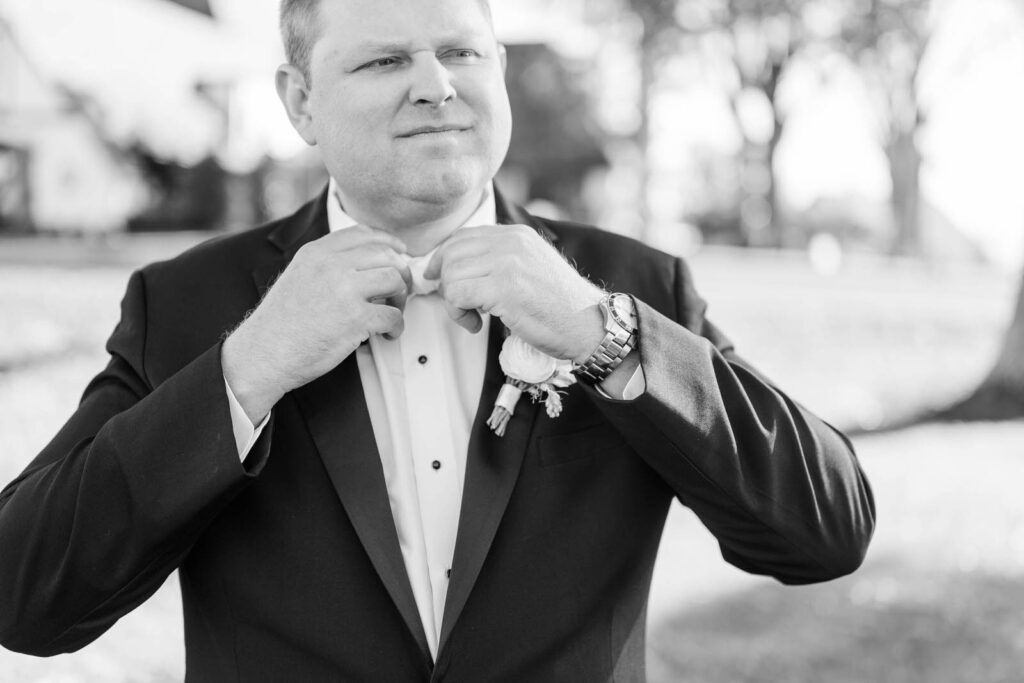 Groom gets ready at the Kenwood Country Club in Cincinnati