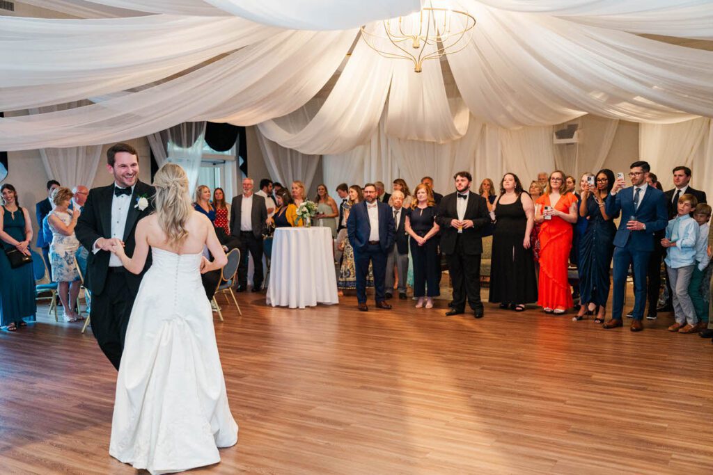 Bride and groom first dance at a Gardencourt wedding day