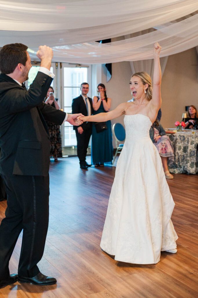 Bride and groom first dance at a Gardencourt wedding day