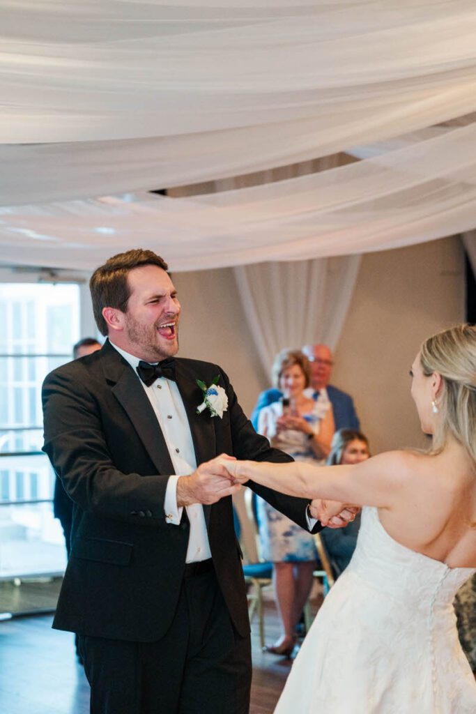 Bride and groom first dance at a Gardencourt wedding day