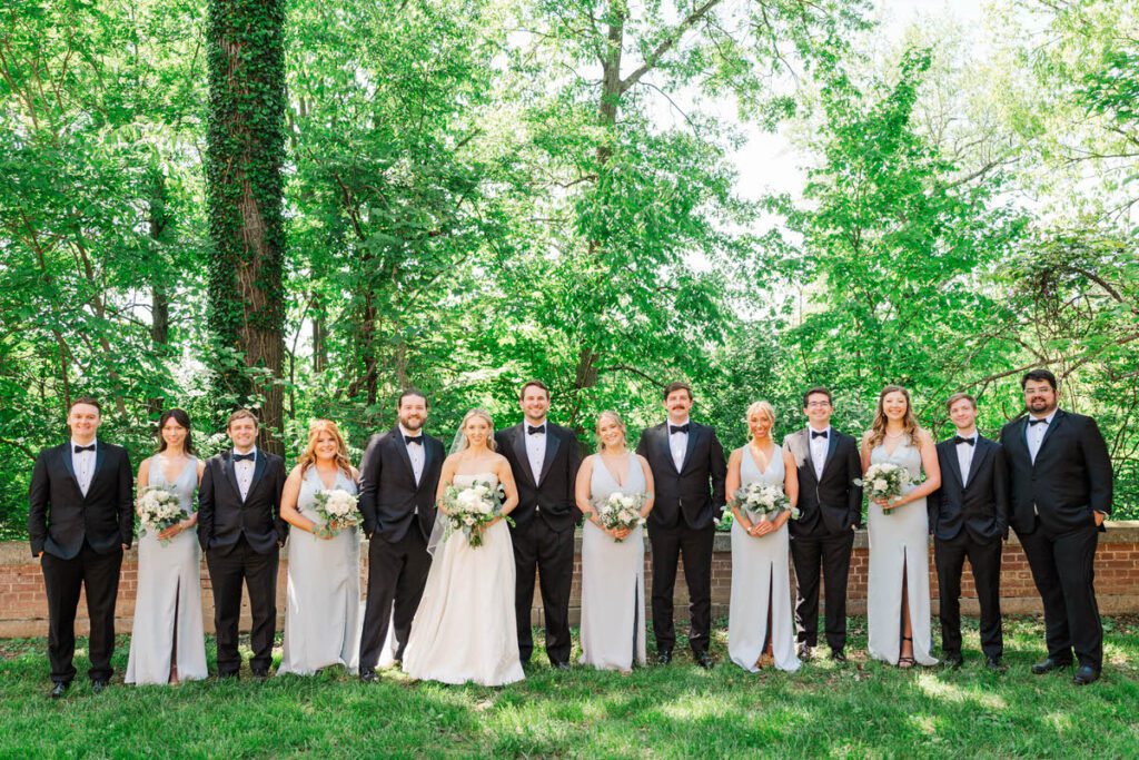 Bridal party at a Gardencourt wedding day