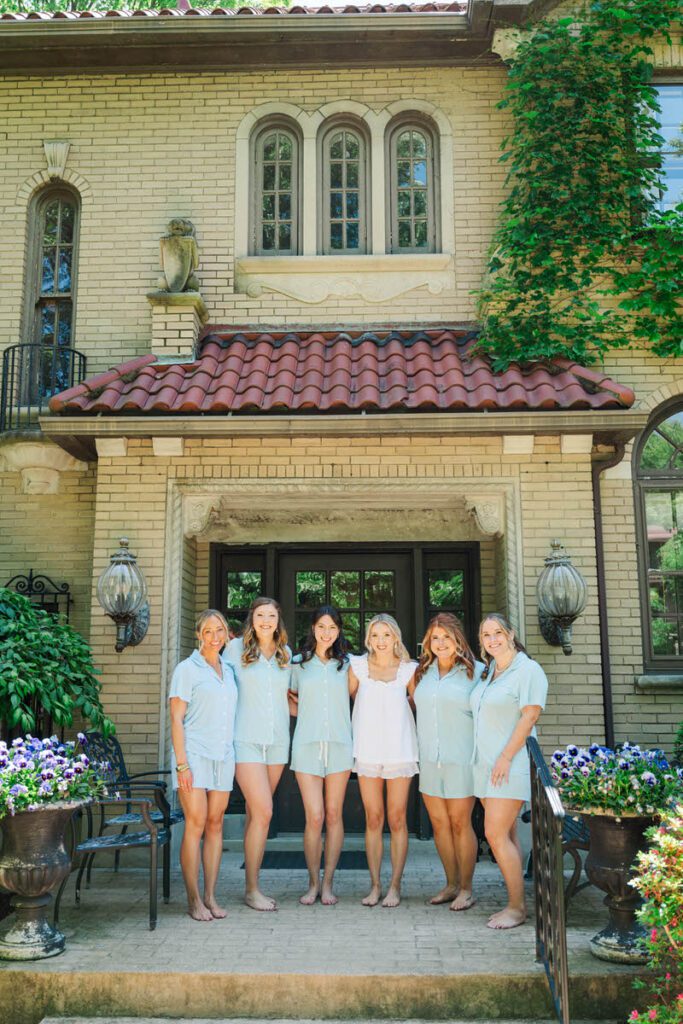 Bridesmaids getting ready for a wedding day