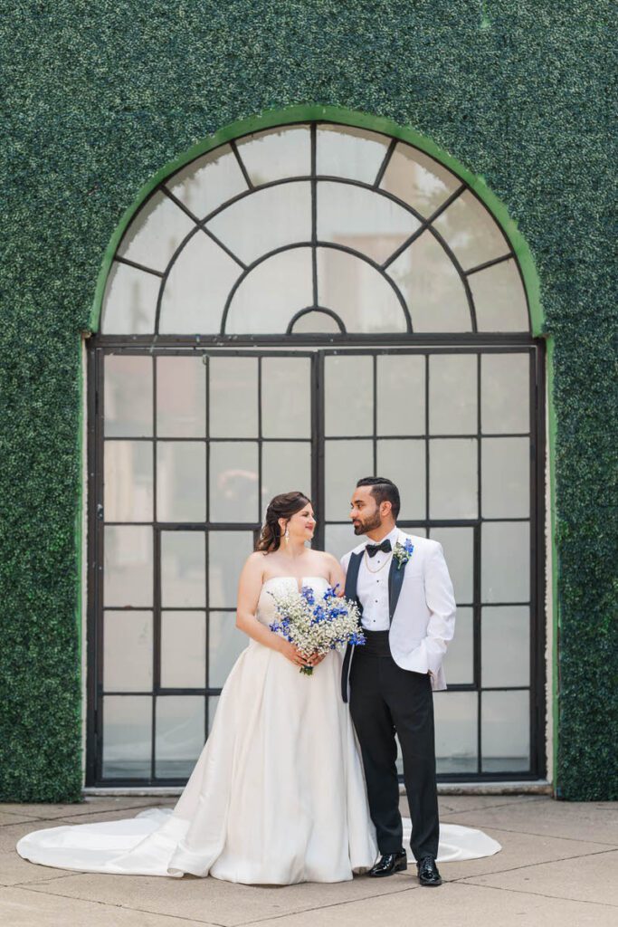 Bride and groom's portraits for their wedding day at Mellwood Art Center