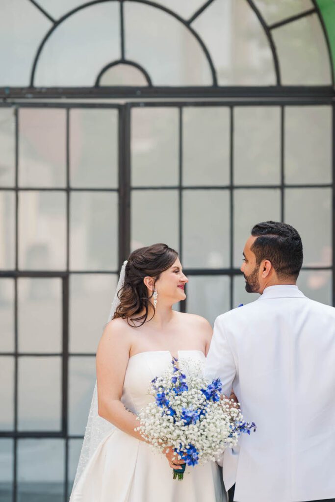 Bride and groom's portraits for their wedding day at Mellwood Art Center