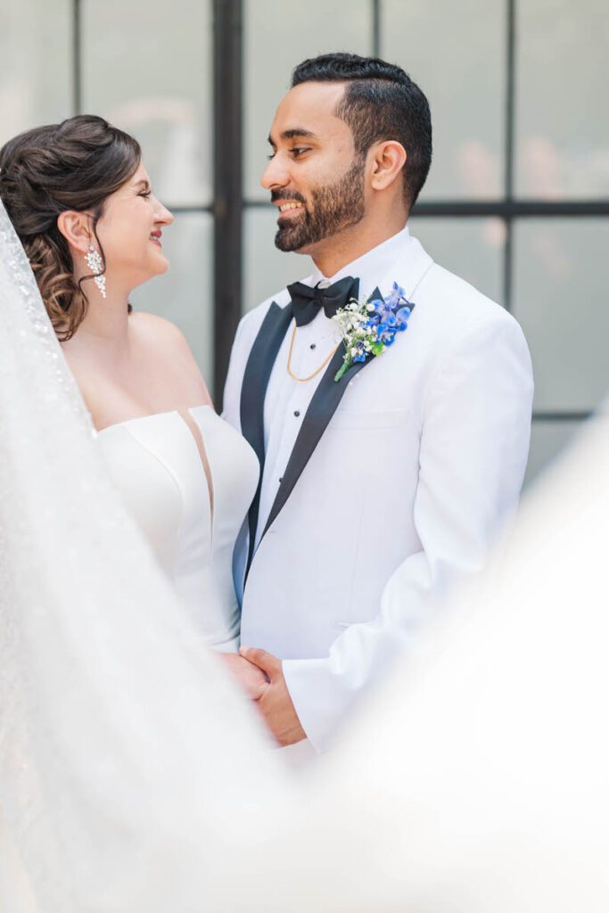 Bride and groom's portraits for their wedding day at Mellwood Art Center