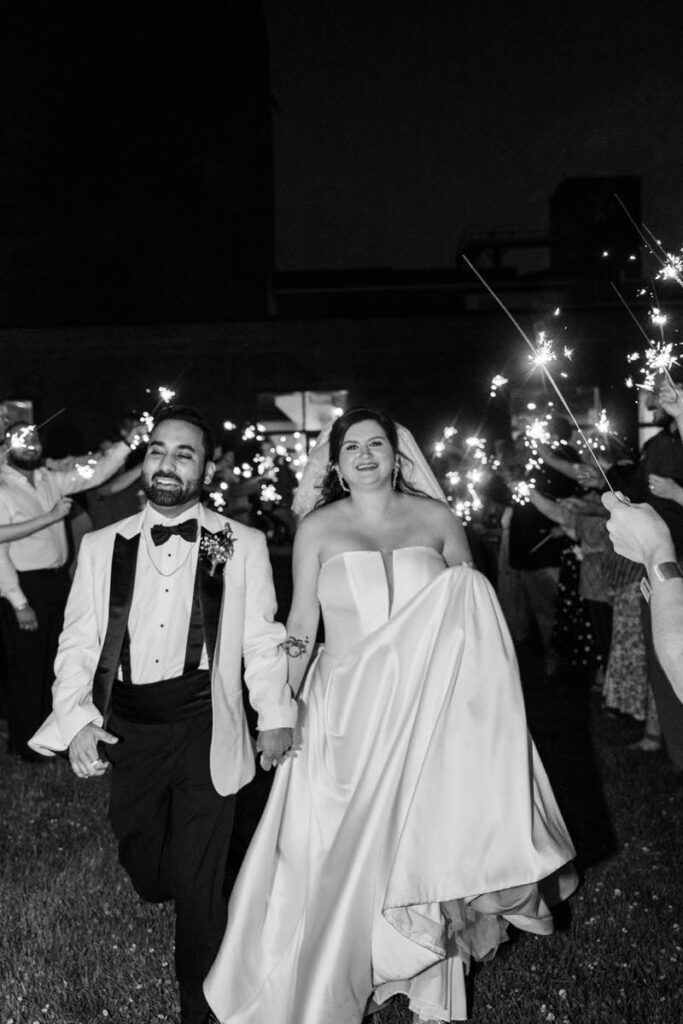 Sparkler exit on a wedding day at Mellwood Art Center