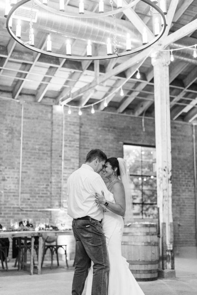 Newlyweds' first dance at Castle and Key Distillery in Frankfort, KY
