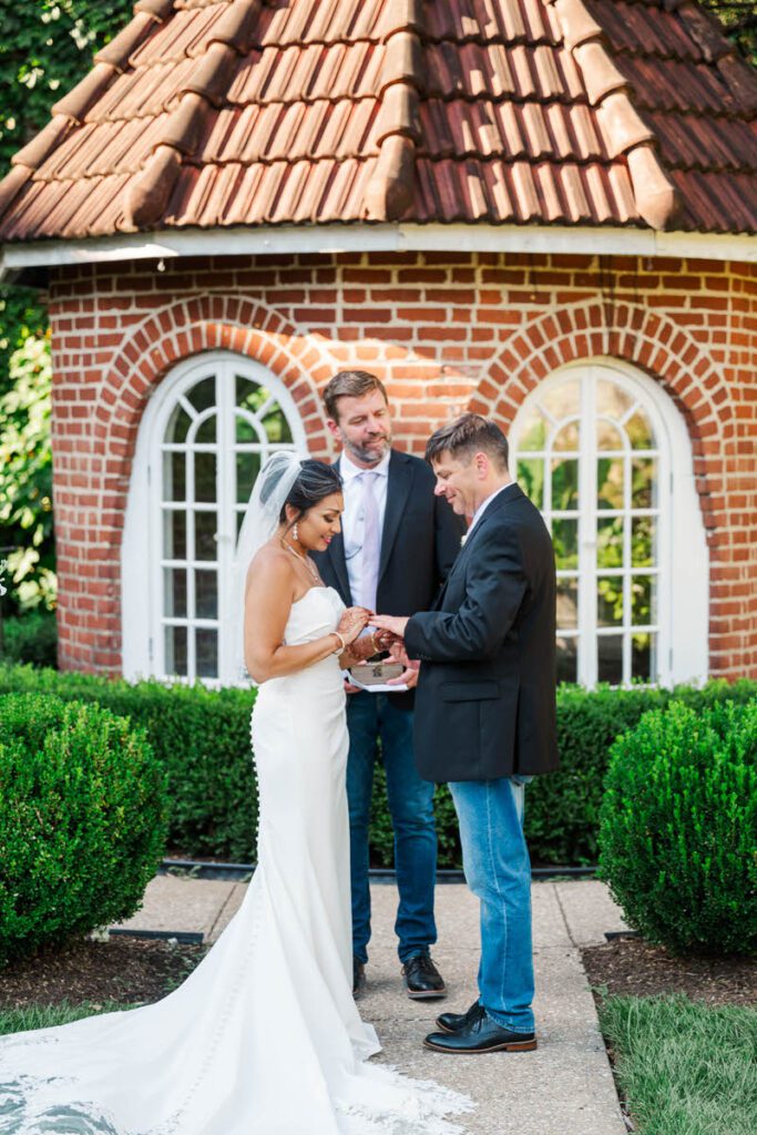 Bride and groom during their wedding ceremony at Castle and Key