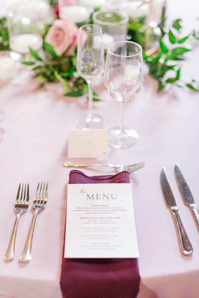 Reception wedding decor at Castle and Key Distillery