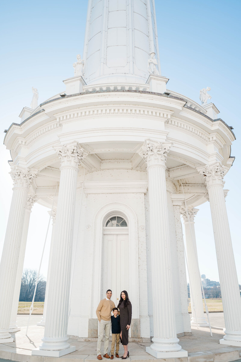 Kurtz family portrait at the historic Louisville Water Tower during a winter family photography session Photos by Michelle Bordenkircher Photography