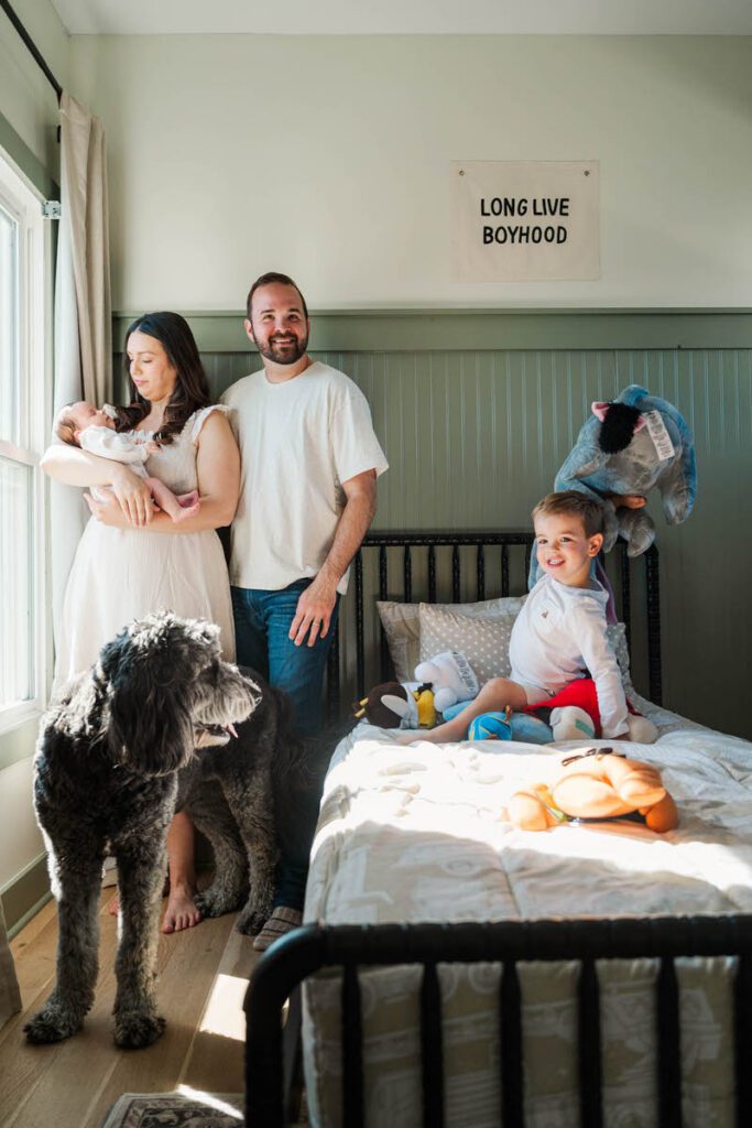 A family laughs at the real life happening during their Louisville In-Home Family Photography Session. 

Photos by Michelle Bordenkircher Photography.